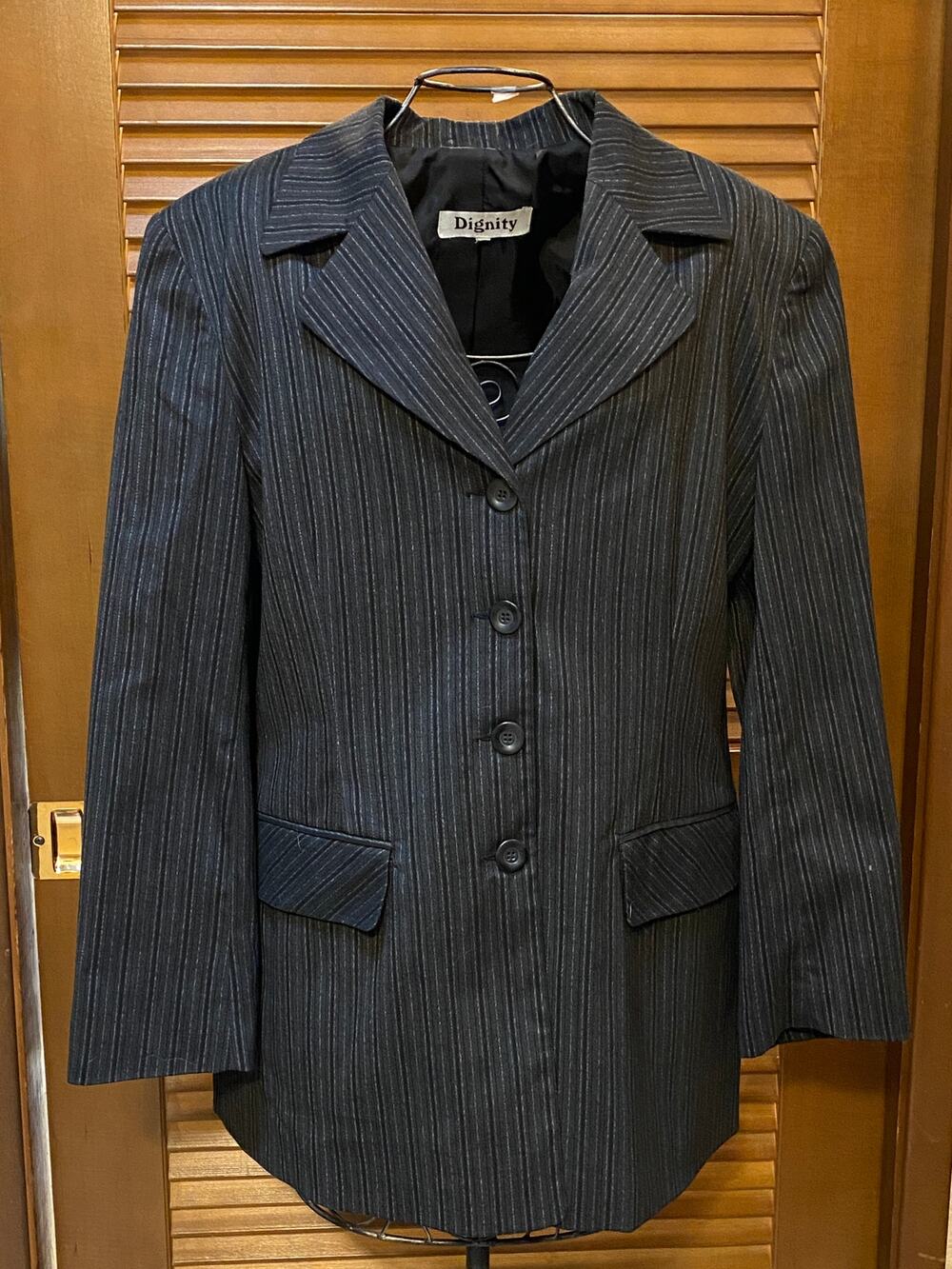 Dignity Apparel Charcoal Pinstripe Workwear Blazer No size tag  see measurements